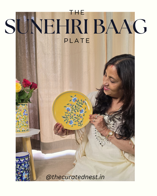 The Sunehri Baag Plate - Blue Pottery Round Plate