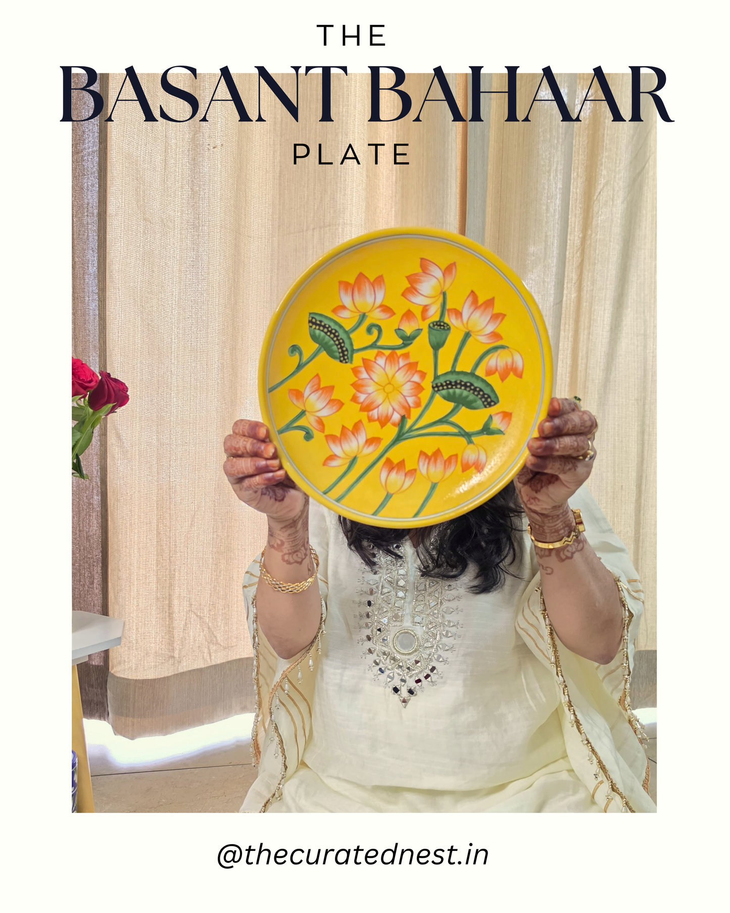 The Basant Bahaar Plate - Blue Pottery Round Plate