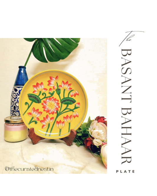 The Basant Bahaar Plate - Blue Pottery Round Plate