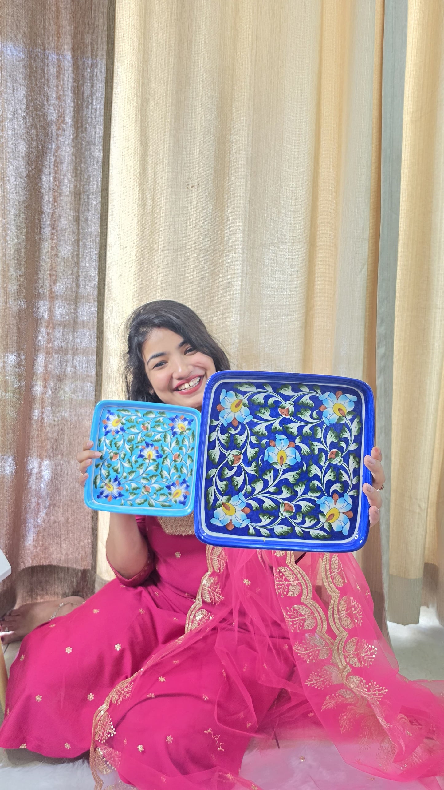 The Neela Darbar Plate - Blue Pottery square plate