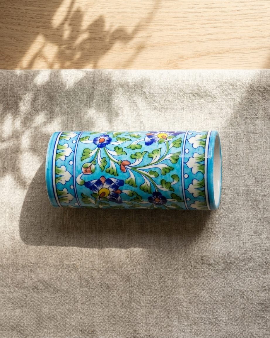 The Twilight bloom- Hand-painted Blue Pottery Vase