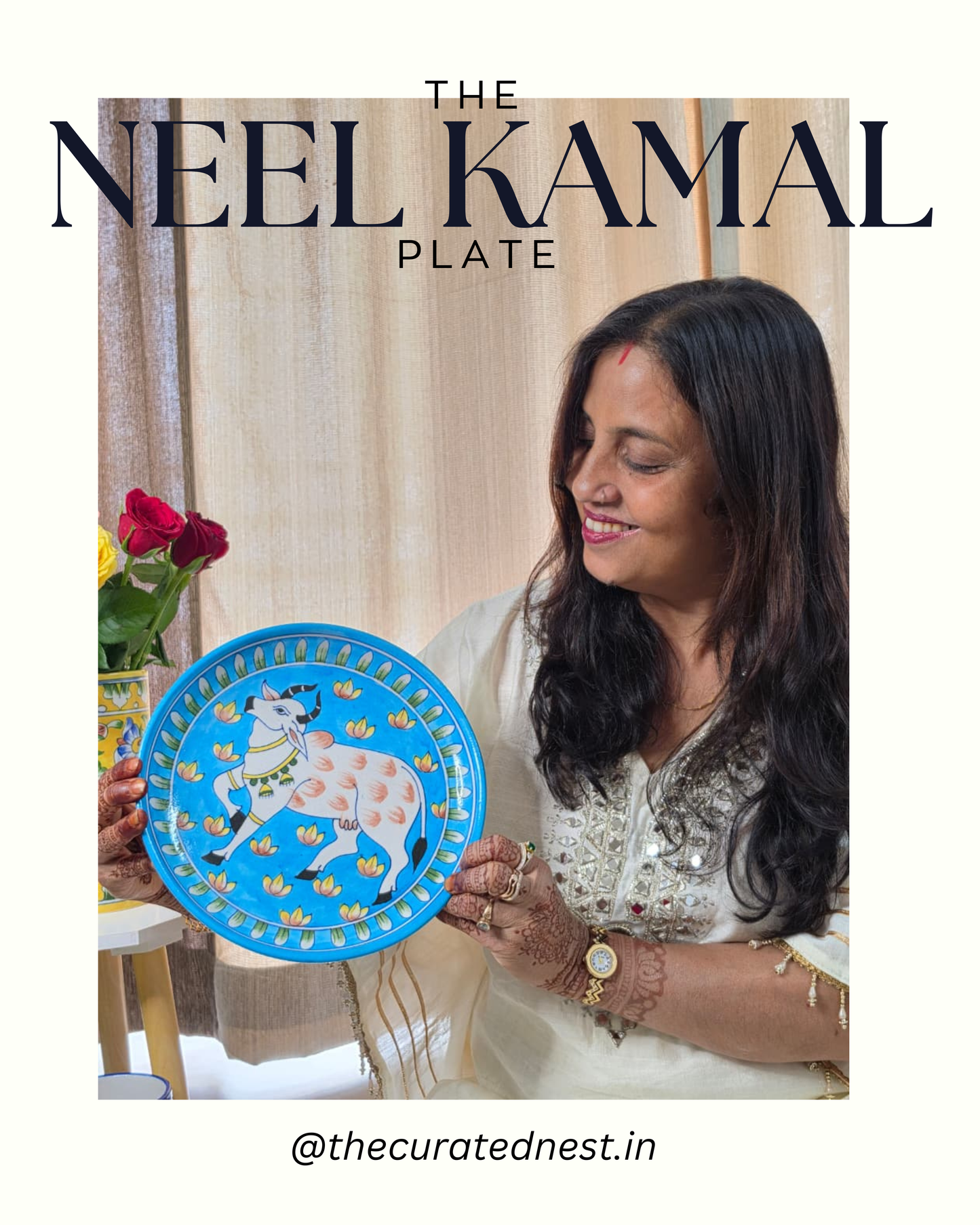 The Neel Kamal Plate - Blue Pottery Round Plate