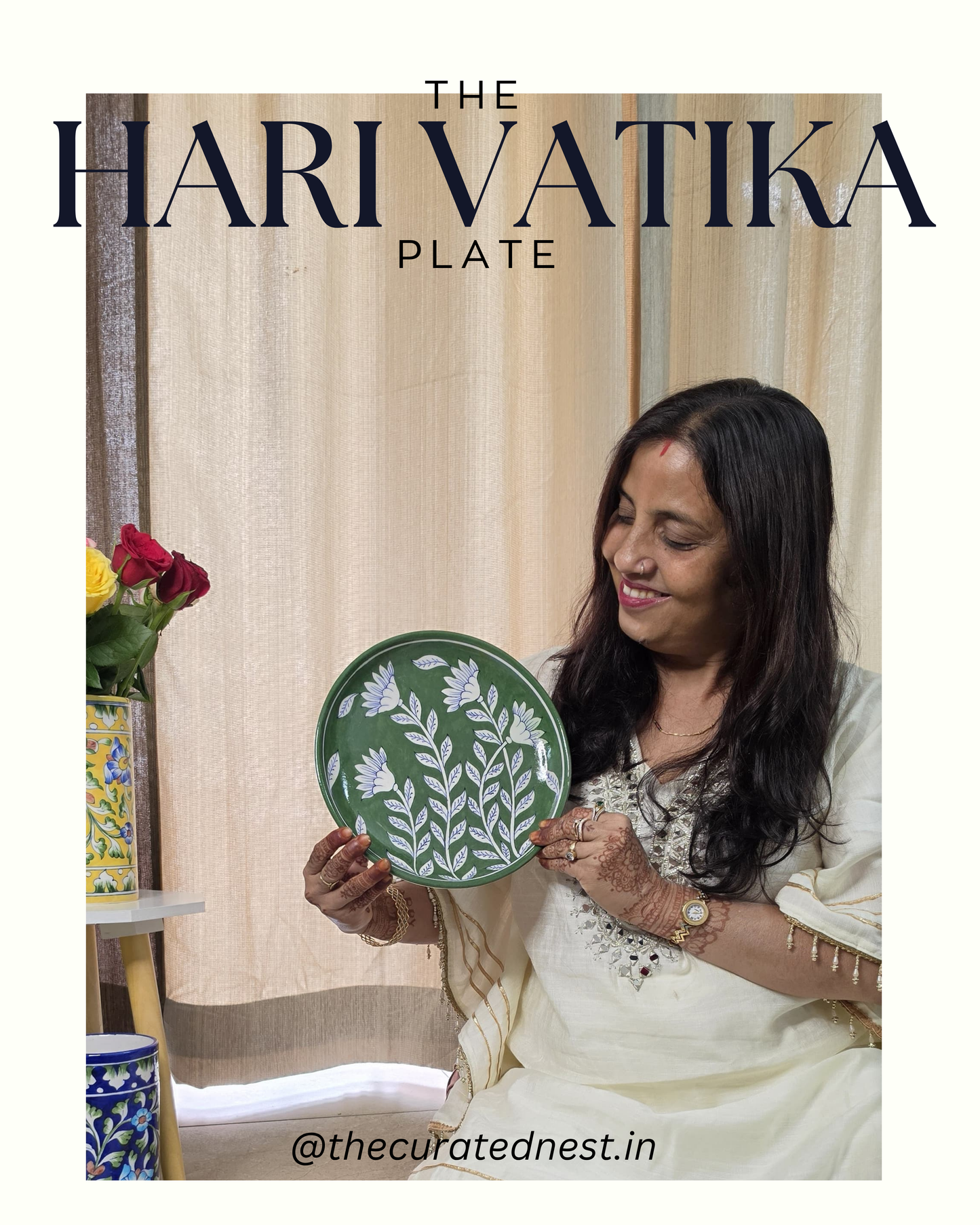 The Hari Vatika Plate - Blue Pottery Round Plate