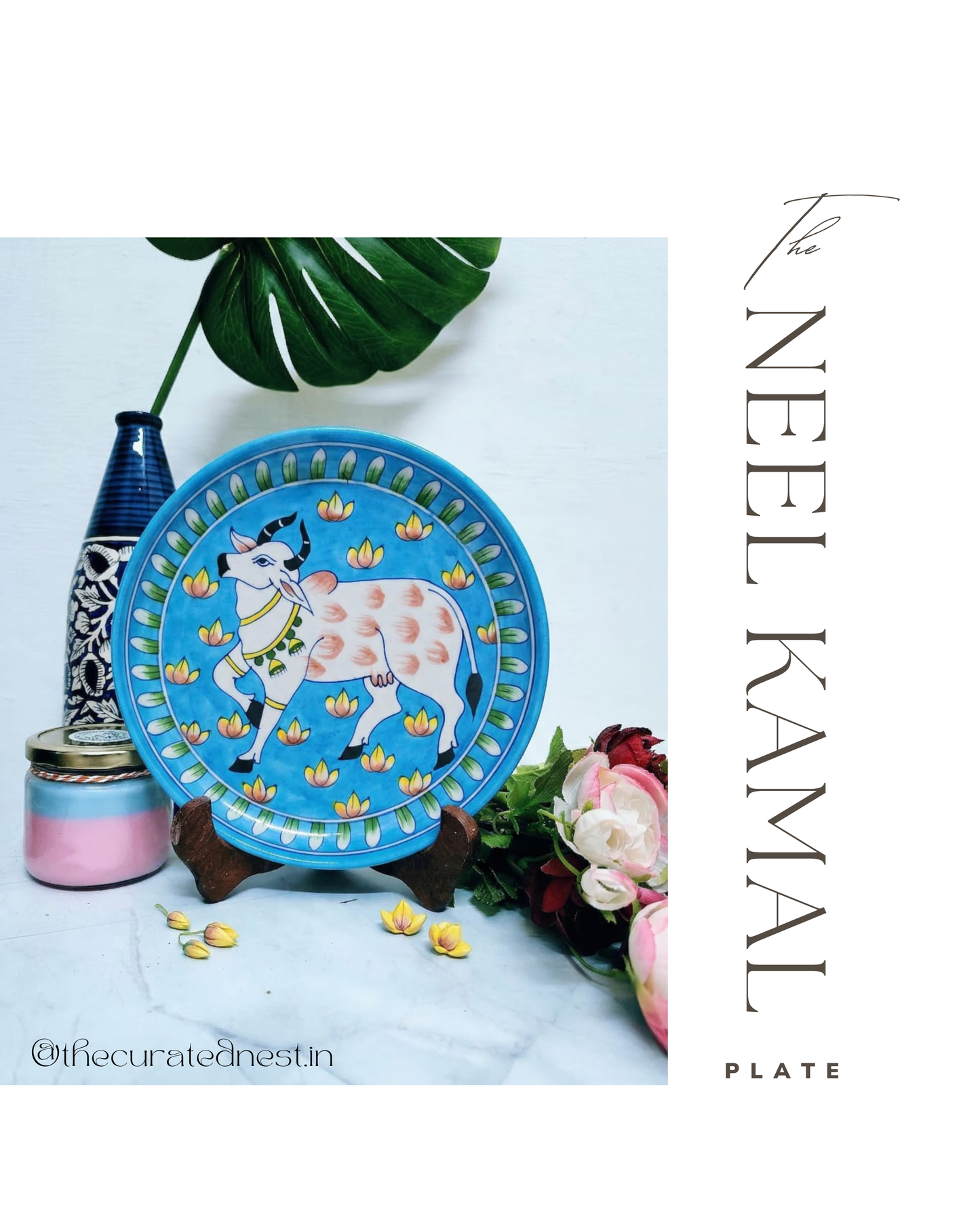 The Neel Kamal Plate - Blue Pottery Round Plate