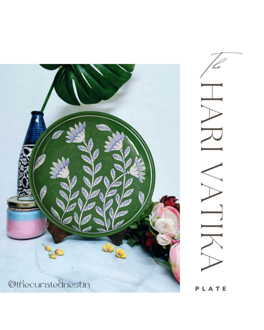 The Hari Vatika Plate - Blue Pottery Round Plate