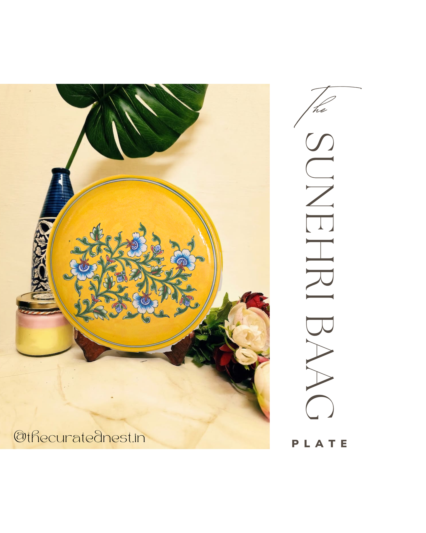 The Sunehri Baag Plate - Blue Pottery Round Plate
