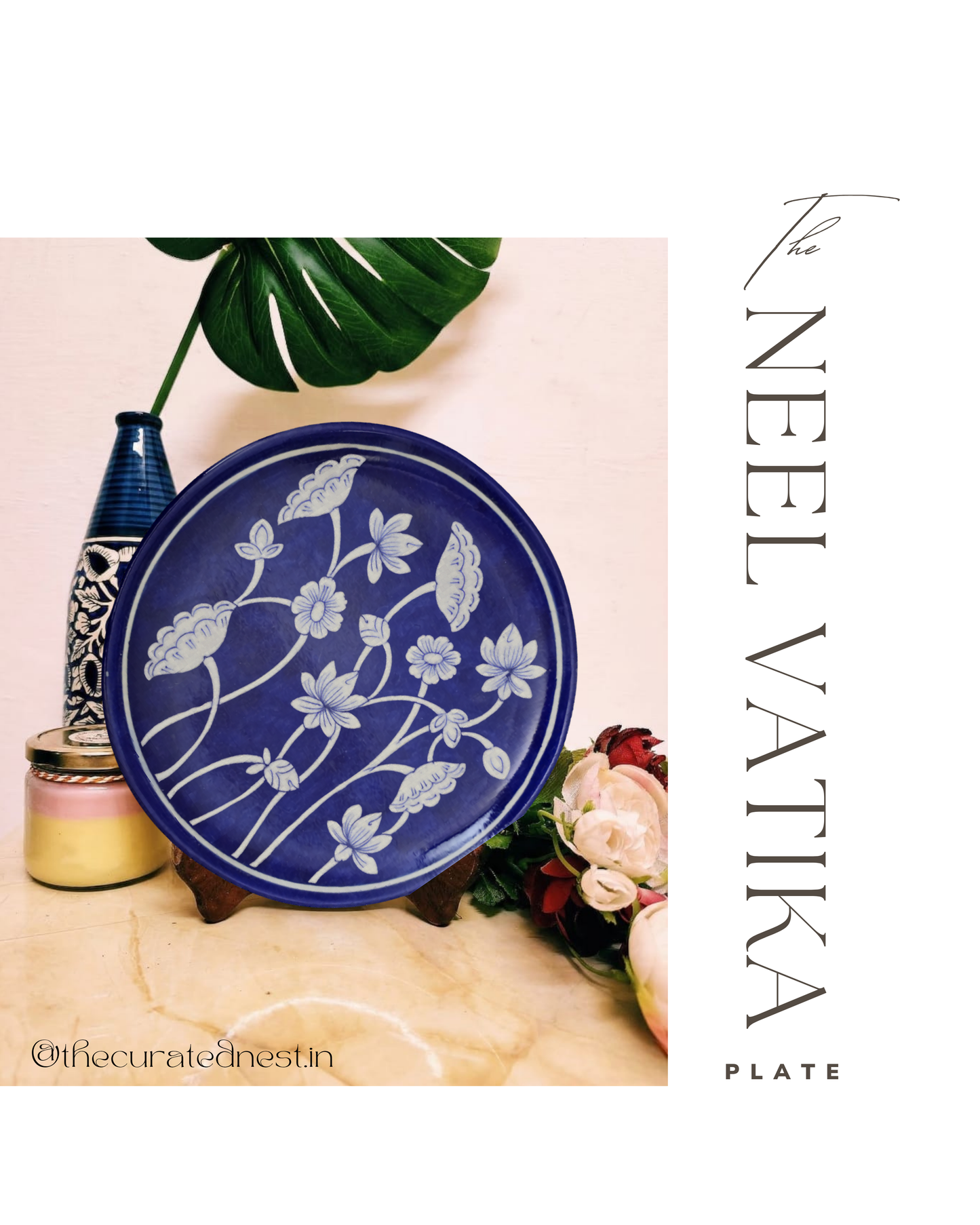 The Neel Vatika Plate - Blue Pottery Round Plate