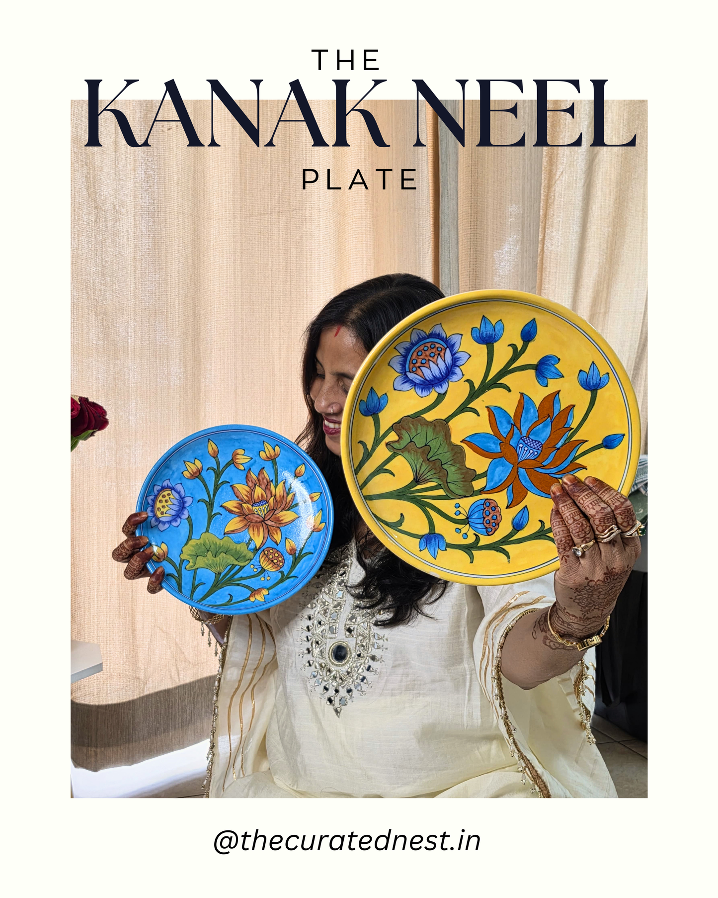 The Kanak Neel Plate - Blue Pottery Round Plate