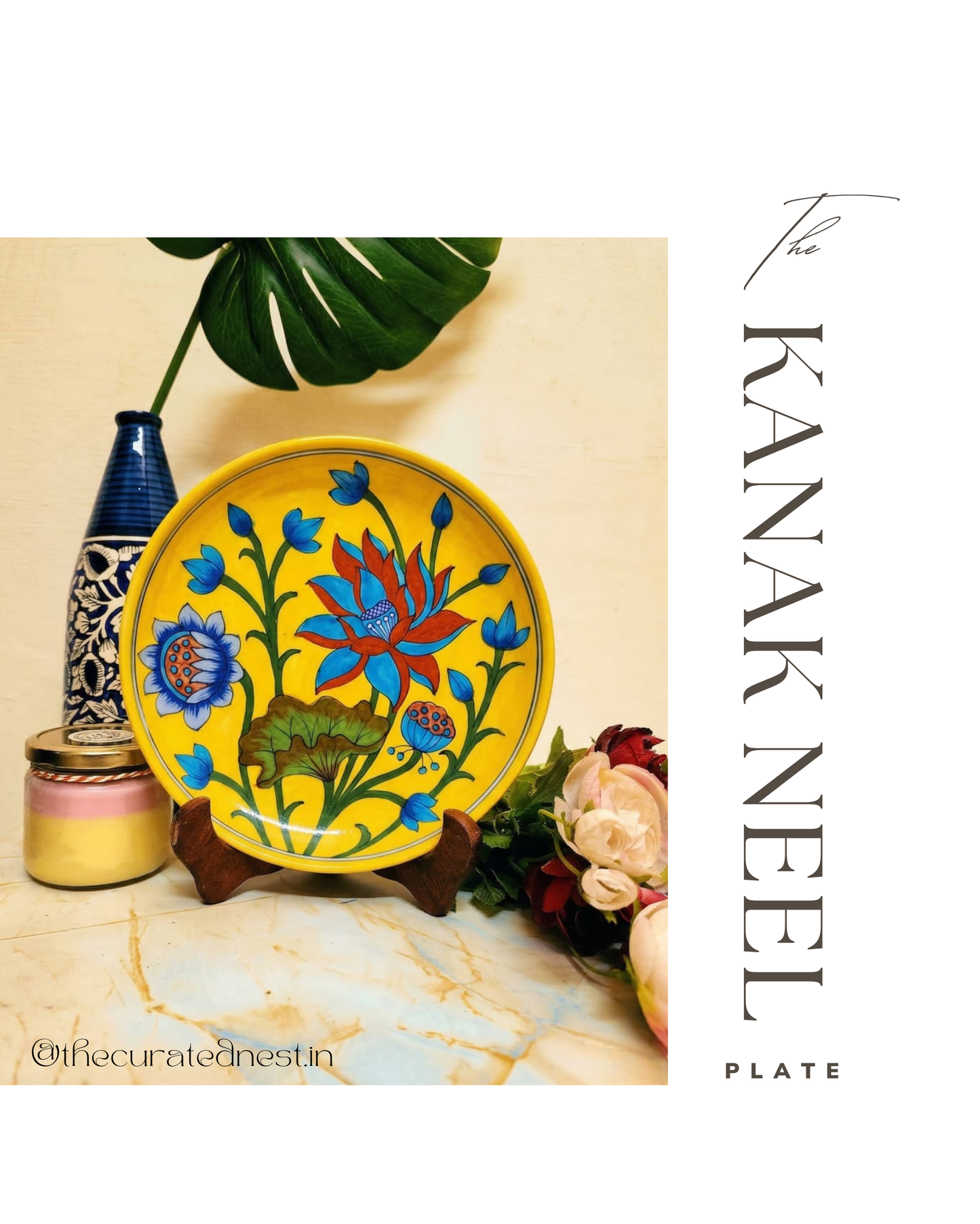 The Kanak Neel Plate - Blue Pottery Round Plate