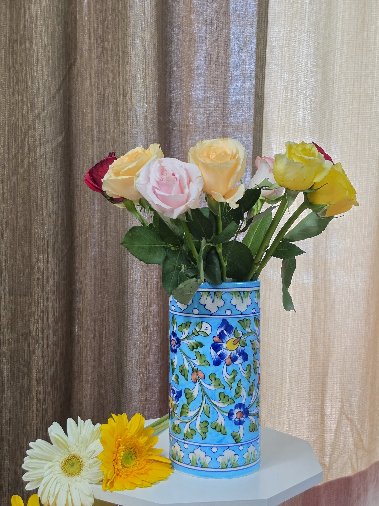 The Twilight bloom- Hand-painted Blue Pottery Vase