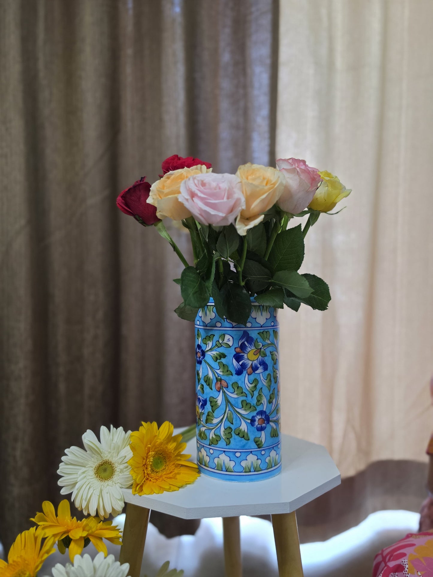 The Twilight bloom- Hand-painted Blue Pottery Vase