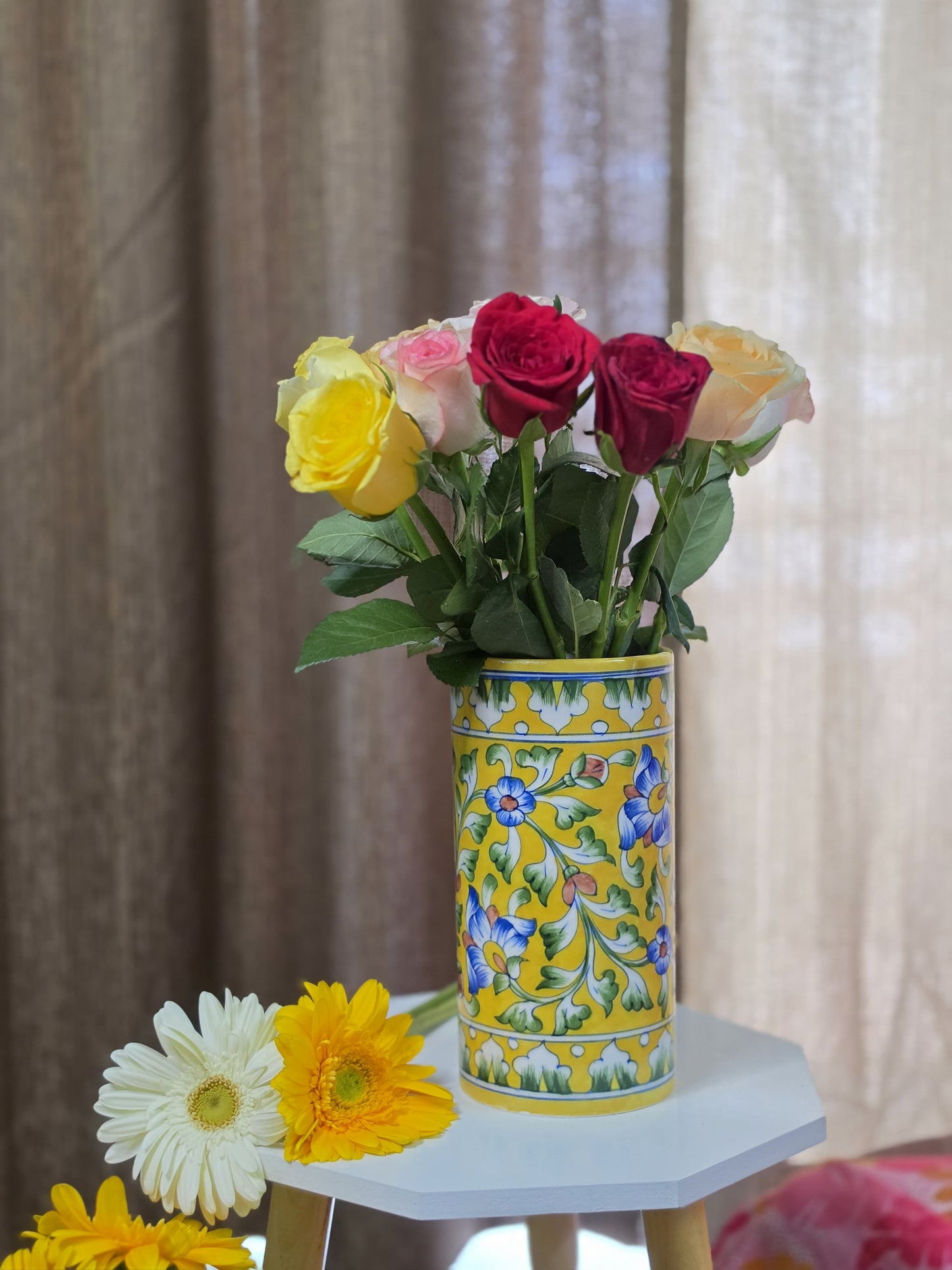 The Midday Sun - Hand-painted Blue Pottery Vase
