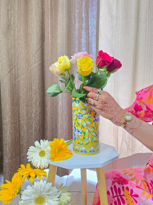 The Midday Sun - Hand-painted Blue Pottery Vase