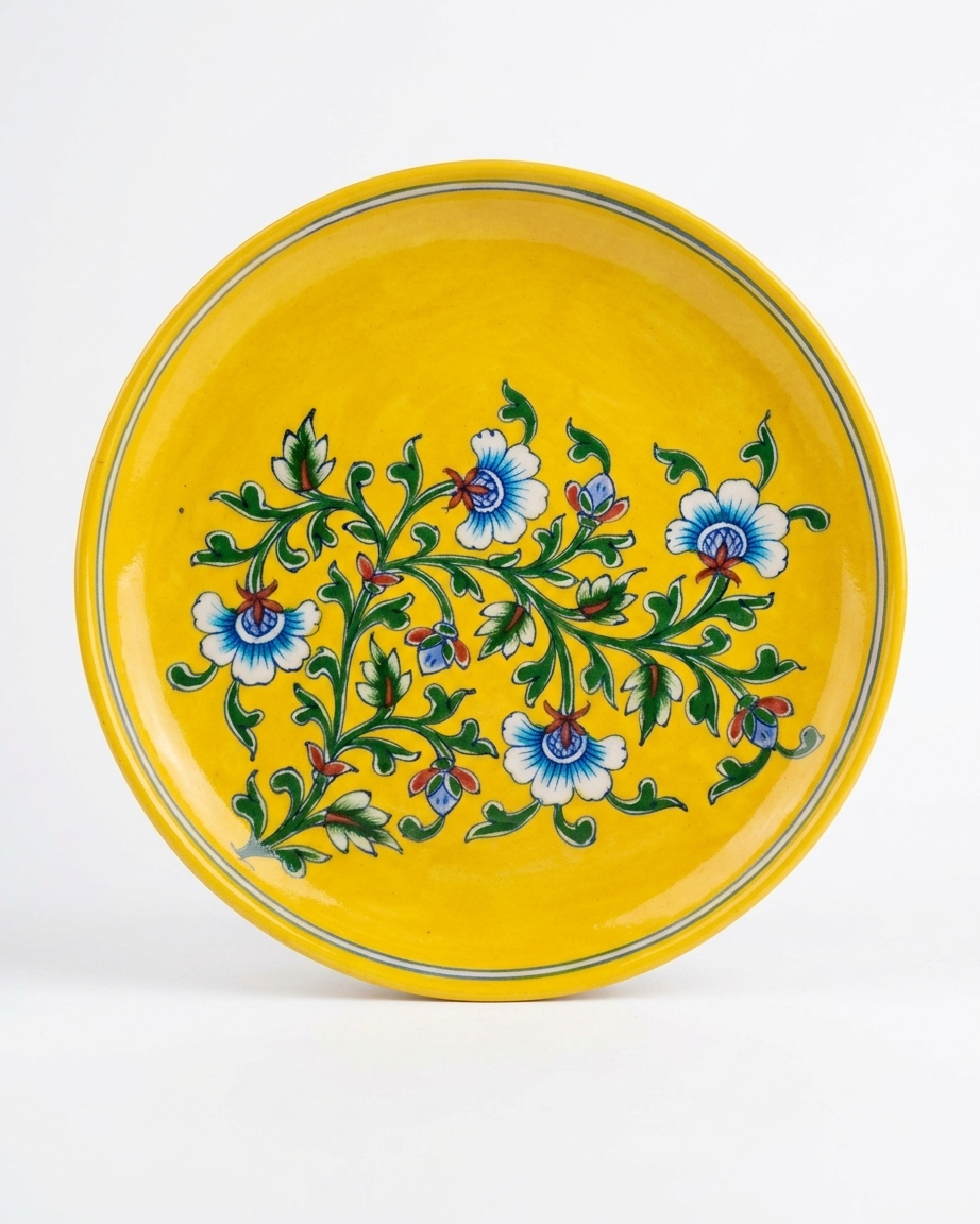The Sunehri Baag Plate - Blue Pottery Round Plate