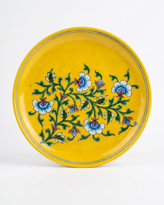 The Sunehri Baag Plate - Blue Pottery Round Plate