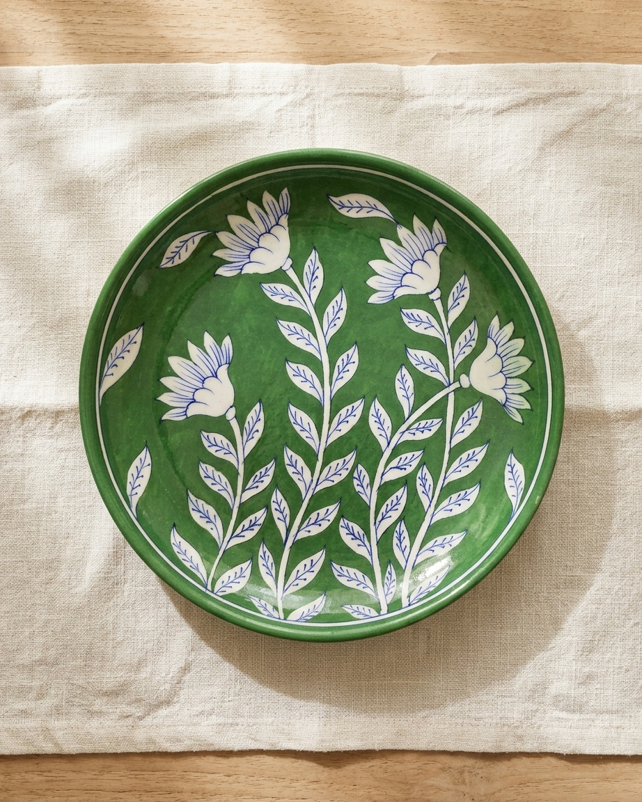 The Hari Vatika Plate - Blue Pottery Round Plate