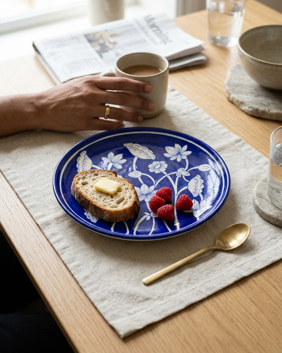 The Neel Vatika Plate - Blue Pottery Round Plate