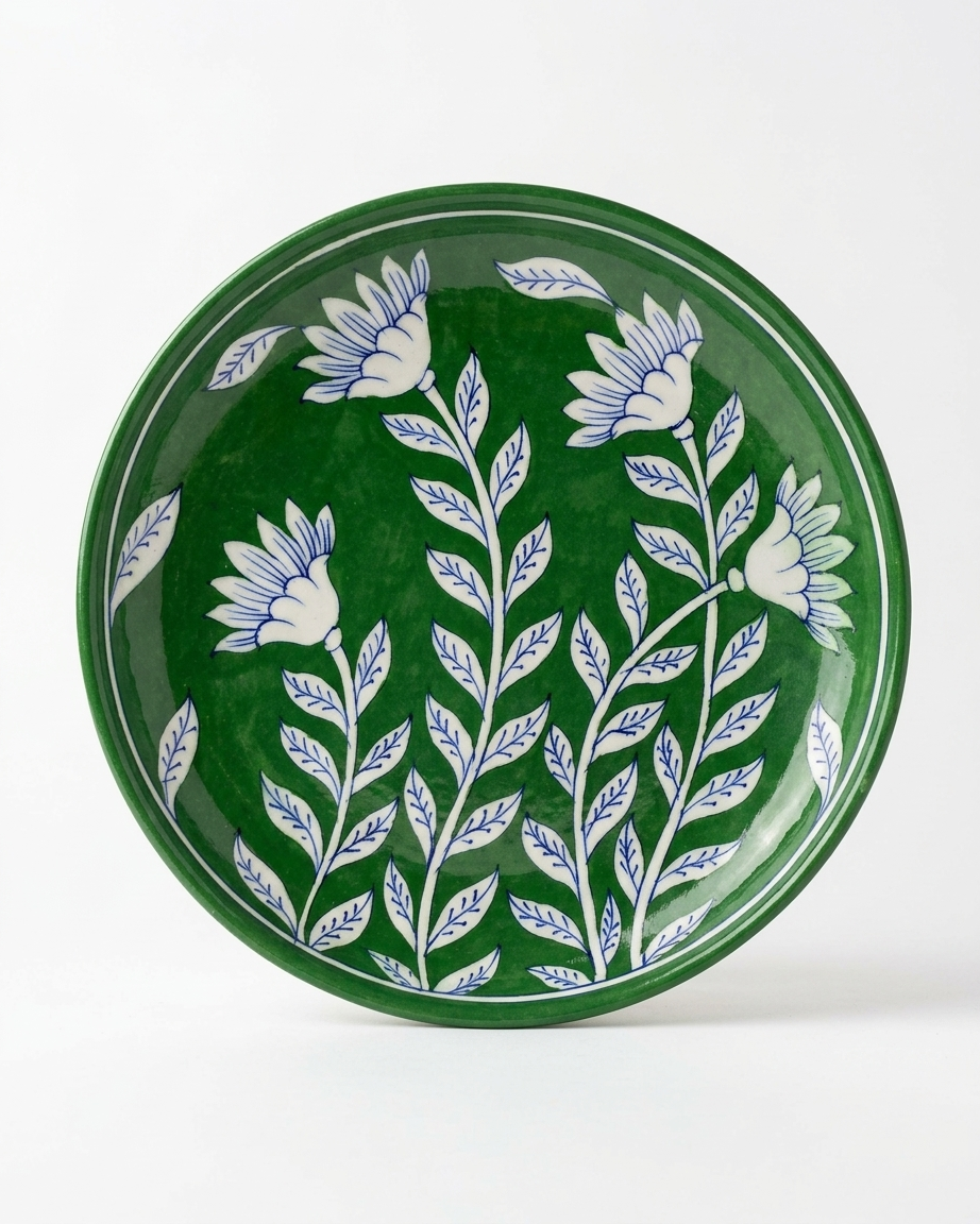 The Hari Vatika Plate - Blue Pottery Round Plate