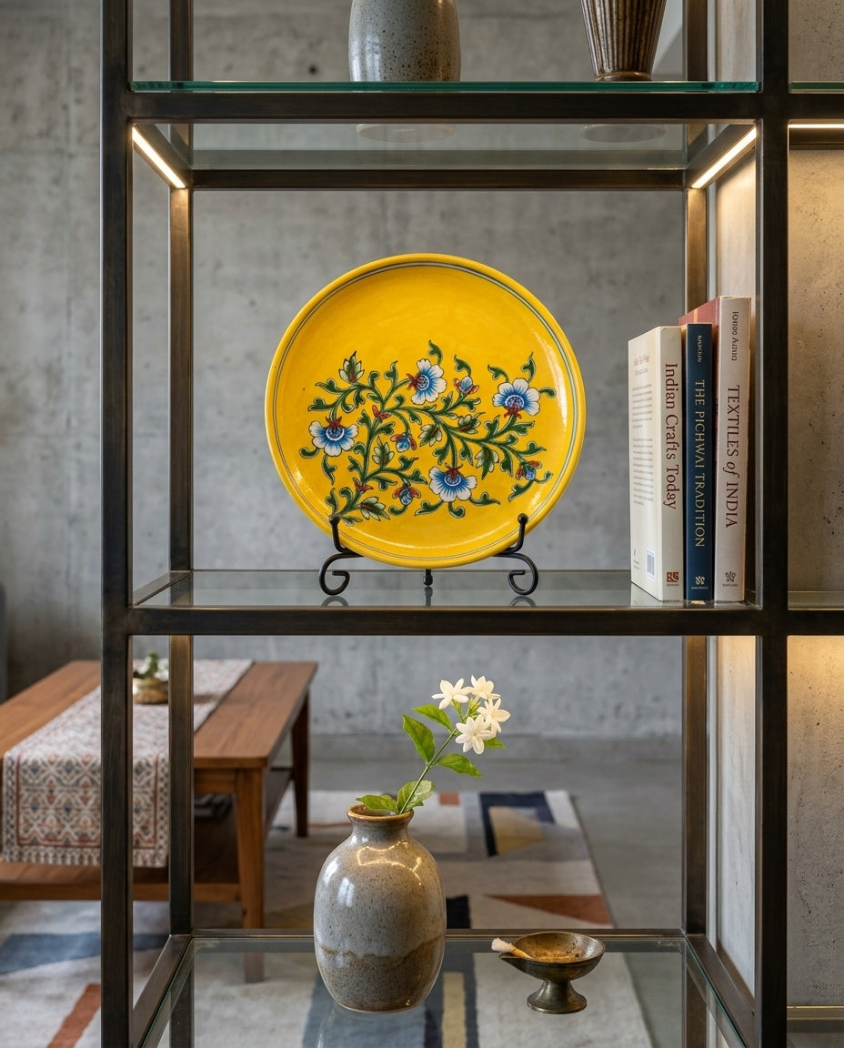 The Sunehri Baag Plate - Blue Pottery Round Plate