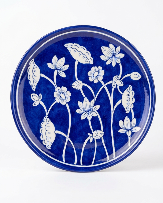 The Neel Vatika Plate - Blue Pottery Round Plate