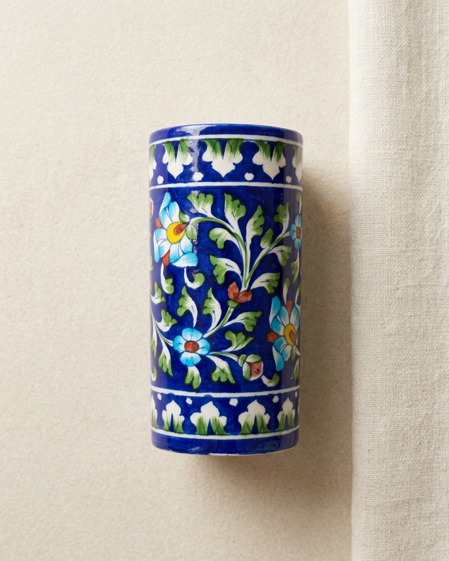 The Midnight Muse - Hand-painted Blue Pottery Vase