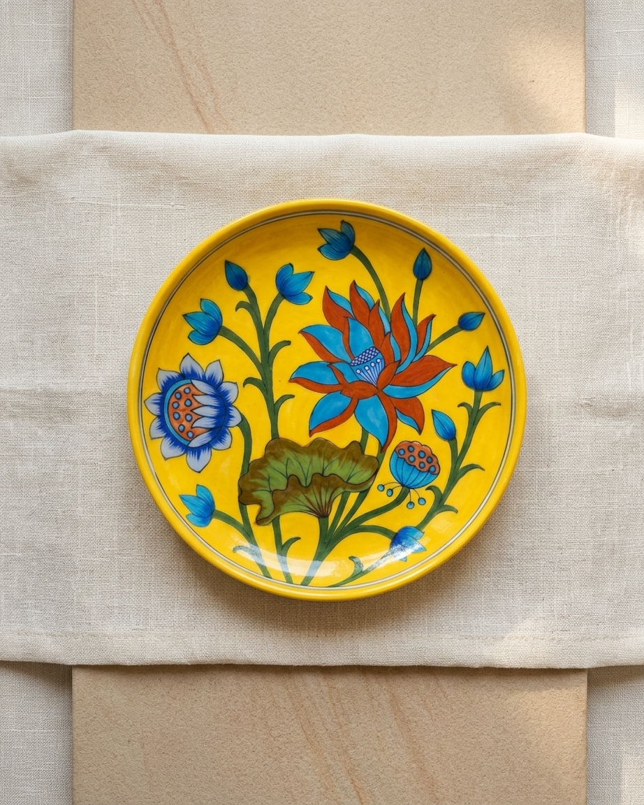 The Kanak Neel Plate - Blue Pottery Round Plate