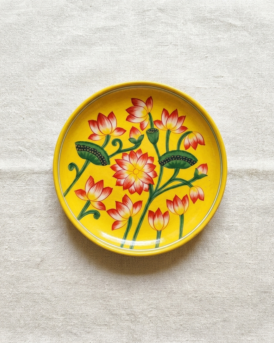 The Basant Bahaar Plate - Blue Pottery Round Plate