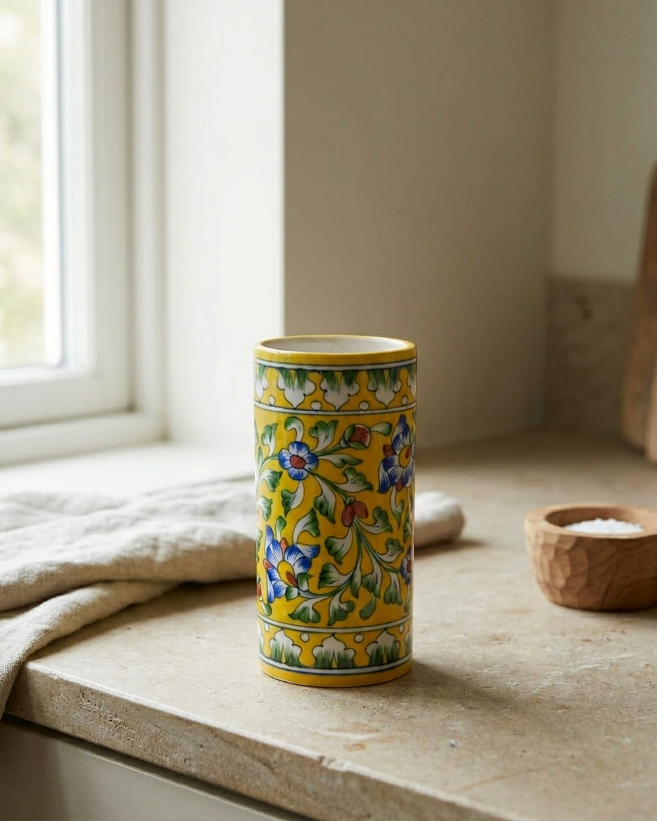 The Midday Sun - Hand-painted Blue Pottery Vase