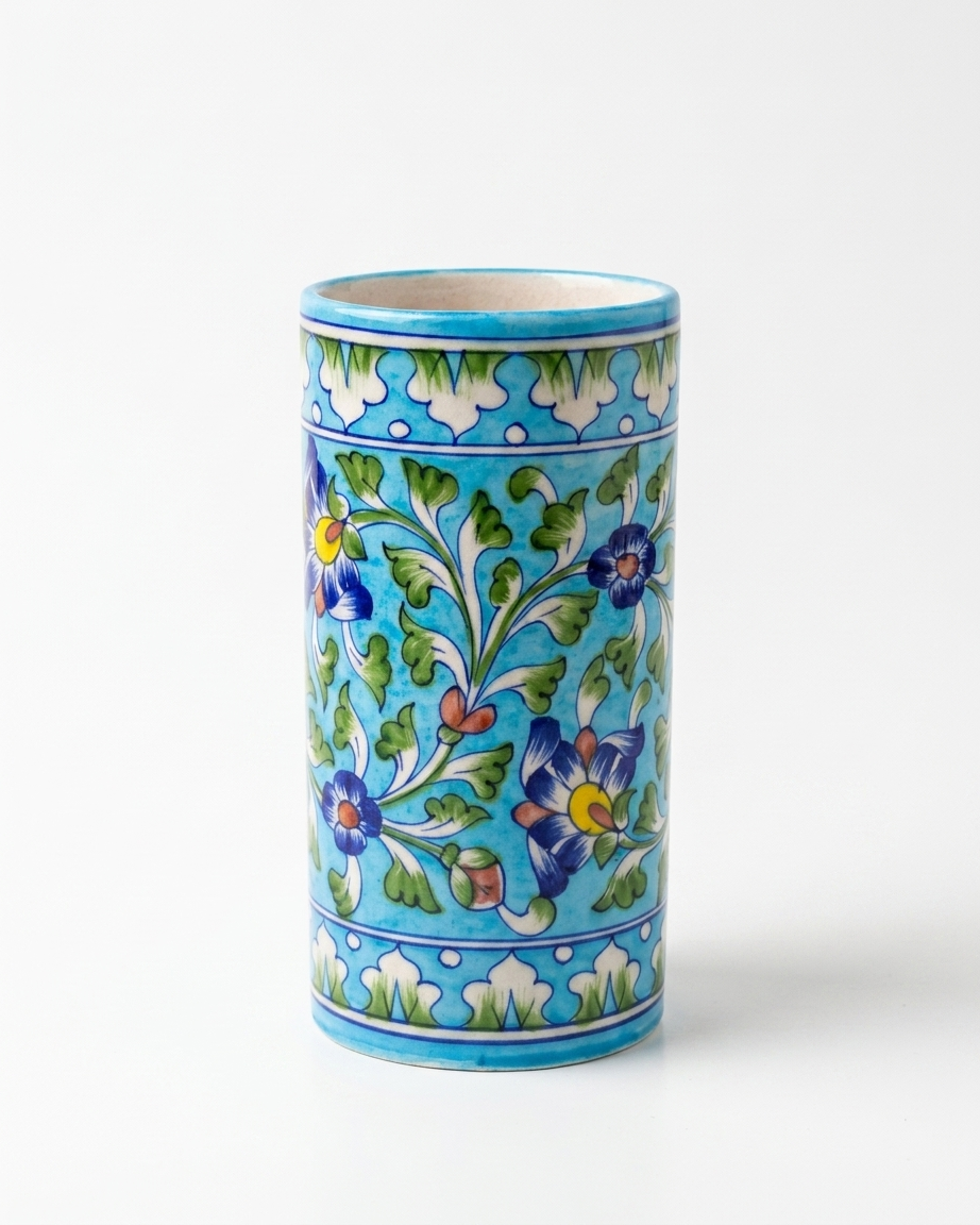 The Twilight bloom- Hand-painted Blue Pottery Vase