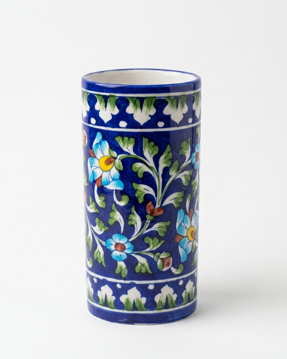 The Midnight Muse - Hand-painted Blue Pottery Vase