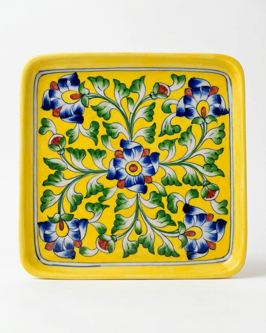 The Golden Darbar Plate - Blue Pottery square plate