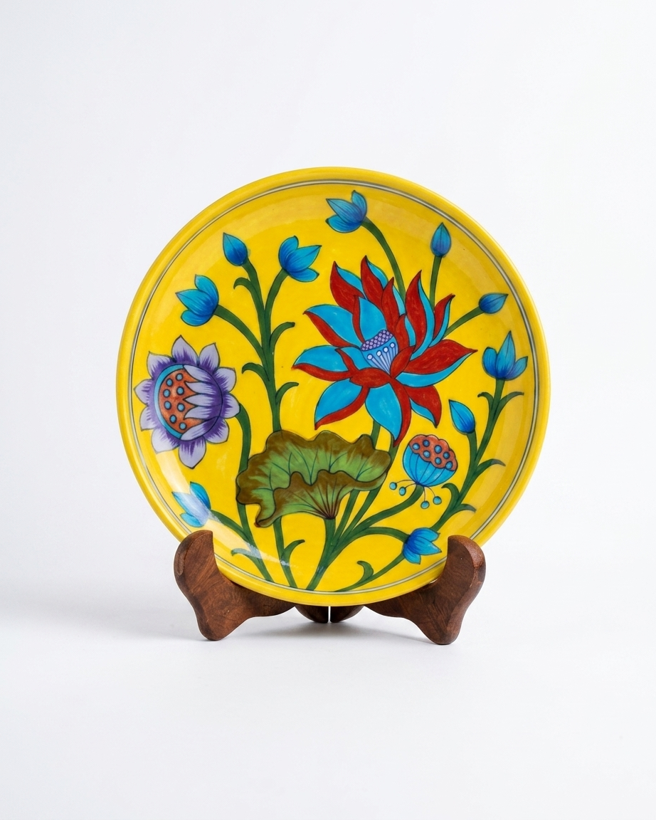 The Kanak Neel Plate - Blue Pottery Round Plate