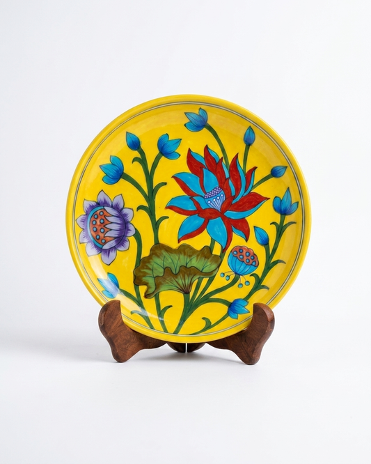 The Kanak Neel Plate - Blue Pottery Round Plate