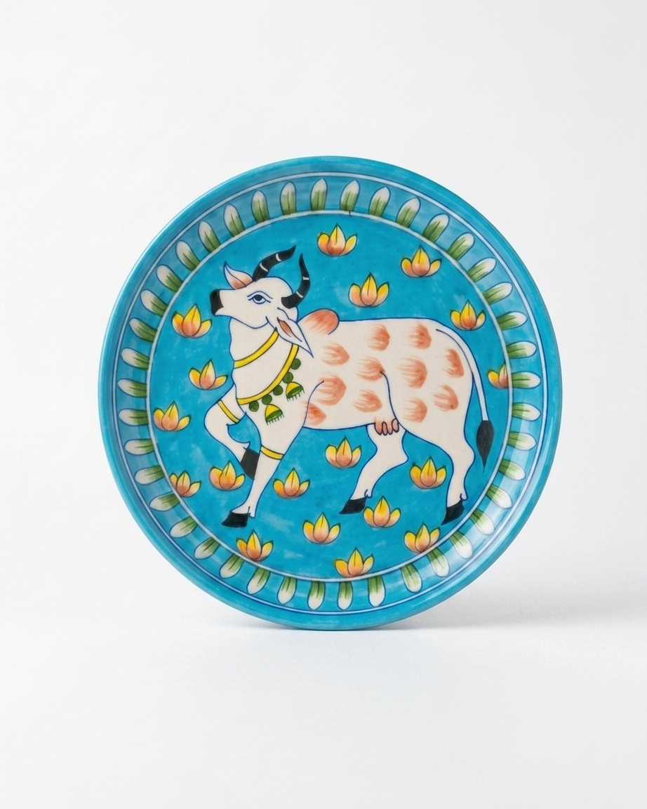The Neel Kamal Plate - Blue Pottery Round Plate