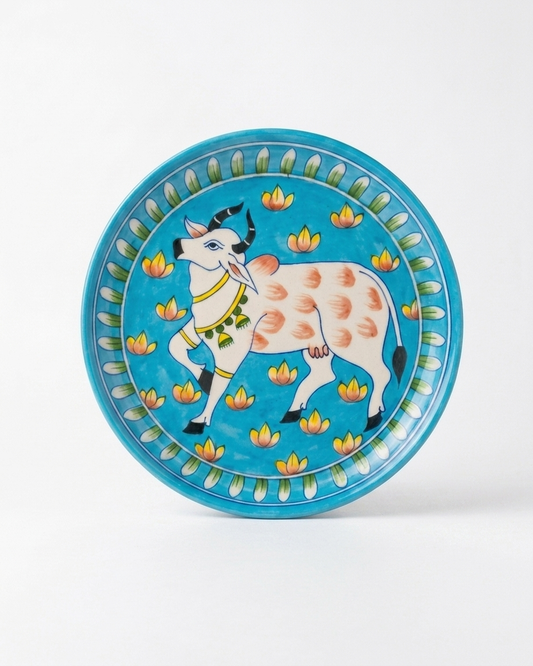 The Neel Kamal Plate - Blue Pottery Round Plate