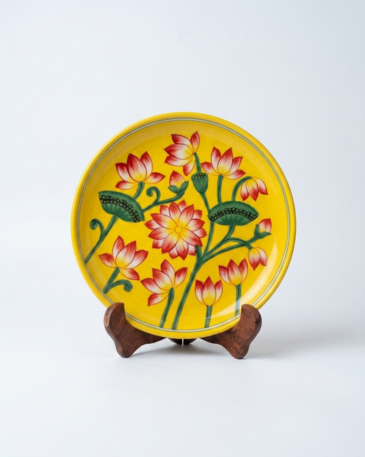 The Basant Bahaar Plate - Blue Pottery Round Plate