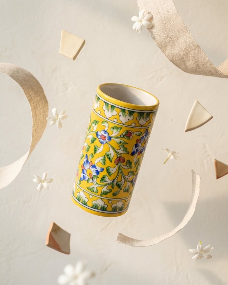 The Midday Sun - Hand-painted Blue Pottery Vase