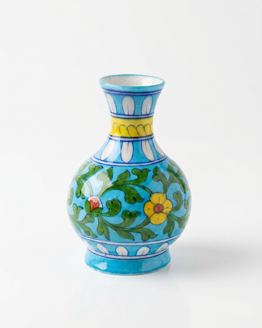 The Evening Dew- Hand-painted Blue Pottery Vase
