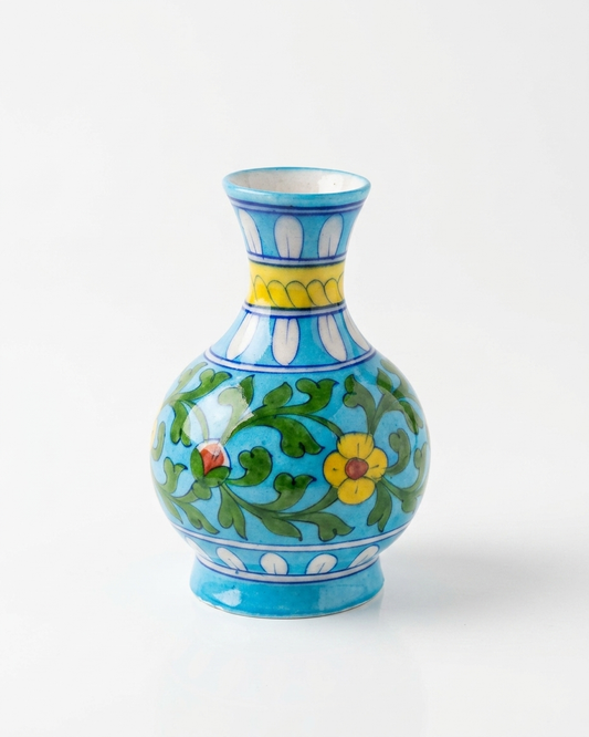 The Evening Dew- Hand-painted Blue Pottery Vase