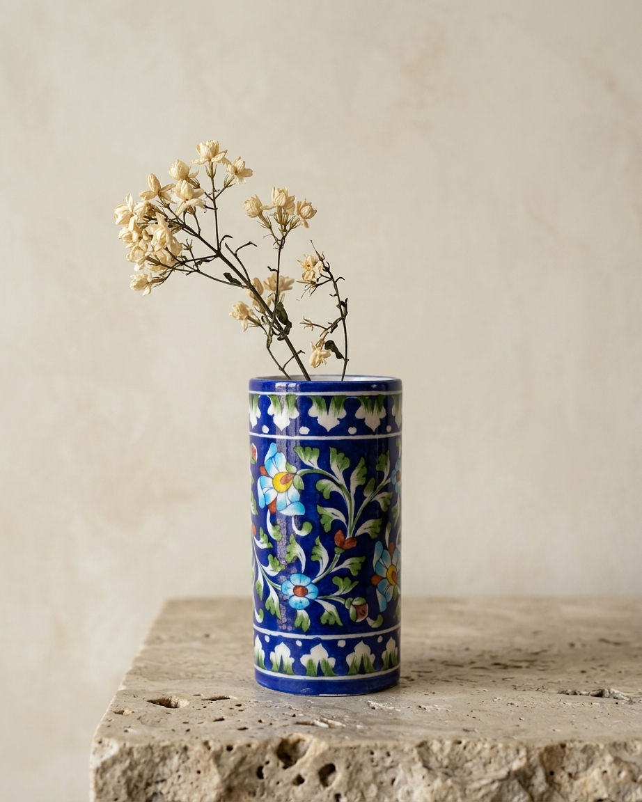 The Midnight Muse - Hand-painted Blue Pottery Vase